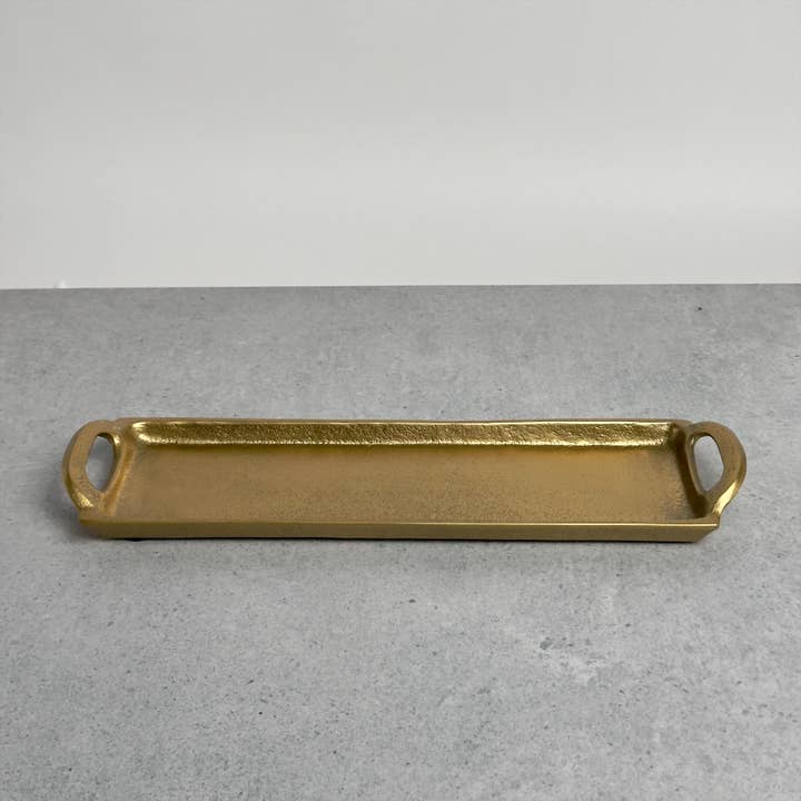 India Handicrafts Inc - Wholesale Decorative Tray - GOLD RECT TRAY