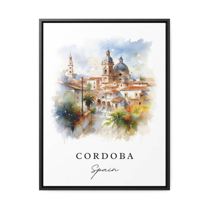 Premium Travel Art - Wholesale Art Print - Cordoba traditional travel art - Spain, Cordoba poster, Wedding gift, Birthday present, Custom Text, Personalized Gift1
