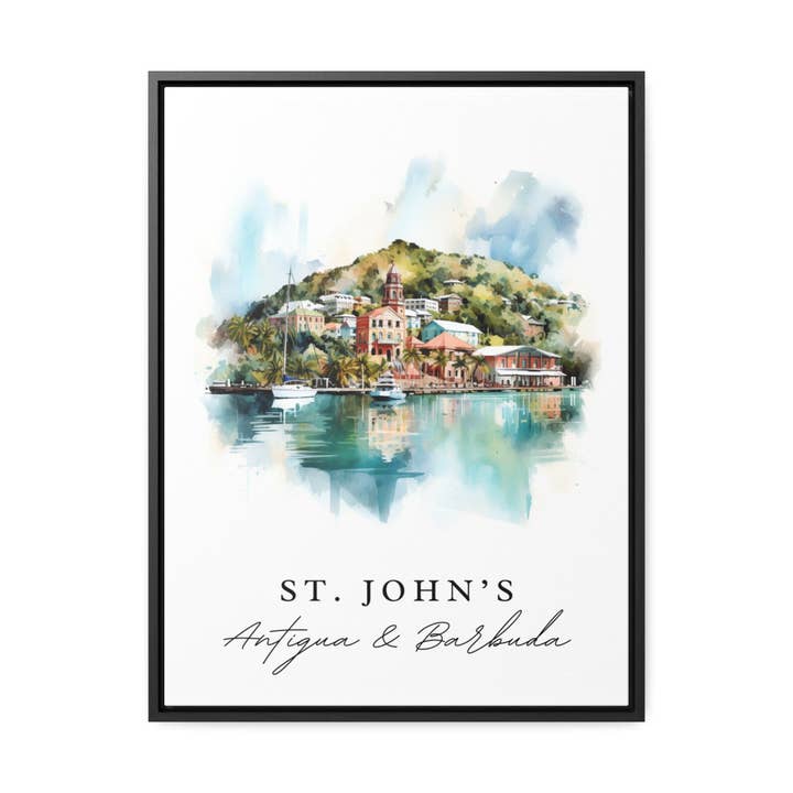 Premium Travel Art - Wholesale Art Print - St Johns Antigua art - Antigua and Barbuda, St Johns poster, Antigua Barbuda Wedding gift, Birthday present, Custom Text, Personalized Gift6