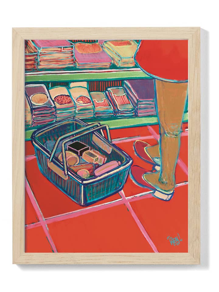 Grocery Run - Art Print | Kithcen Art | Red Decor | for wholesale by Ren Design