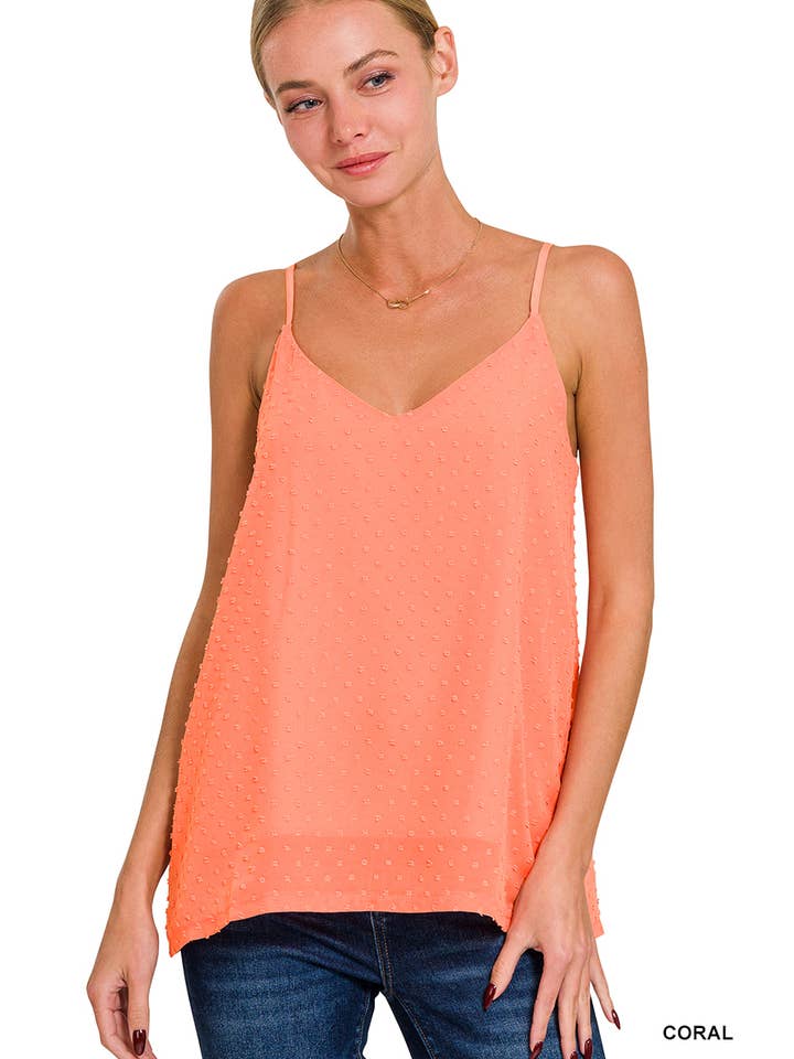 BLACK ",, Baby Swiss dots cami w/ adjustable straps for wholesale on Faire7