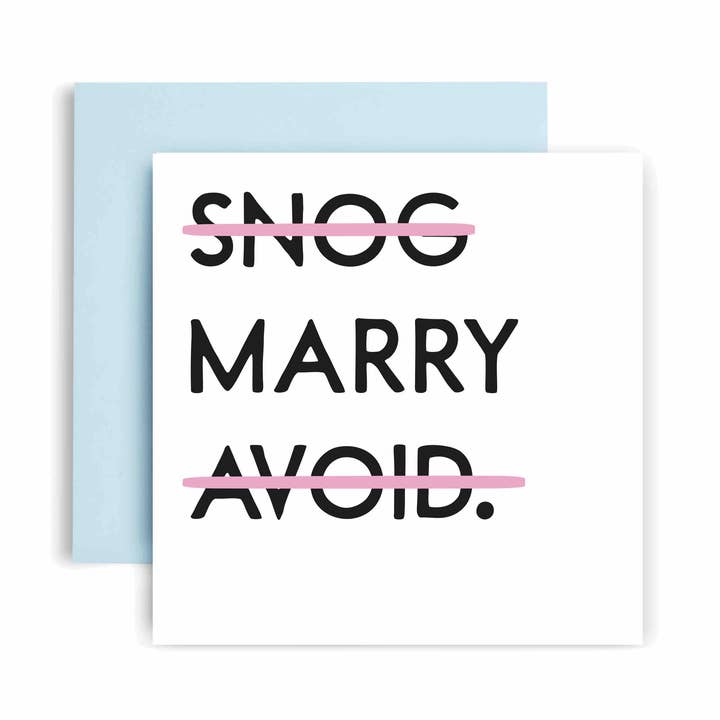 Congratulations 'Snog Marry Avoid’ Wedding Card for wholesale by Huxters