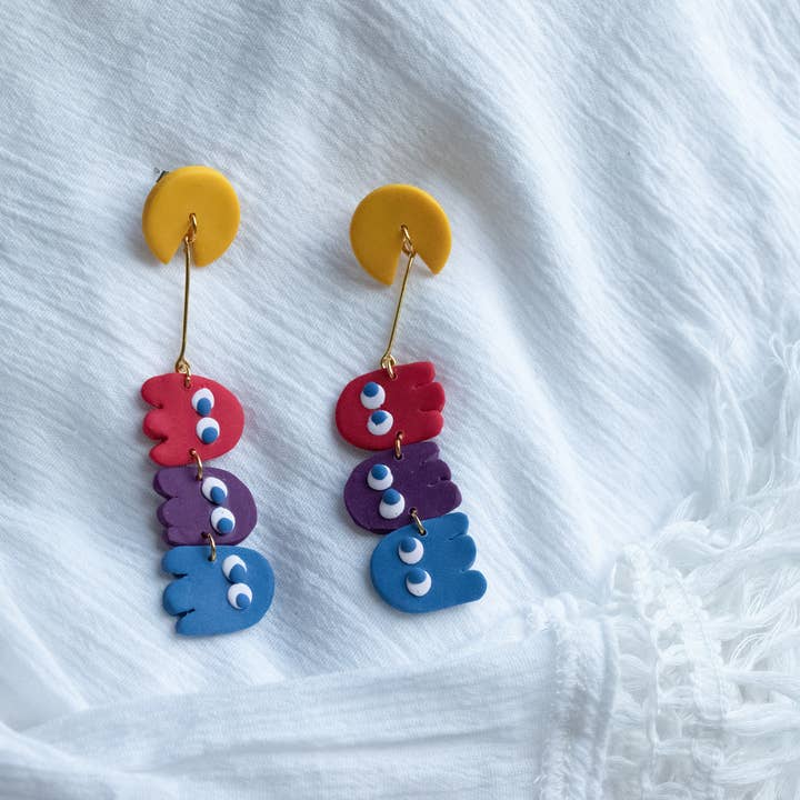 Pac-Man stil øreringe for engroshandel hos Eleven Suns Jewelry