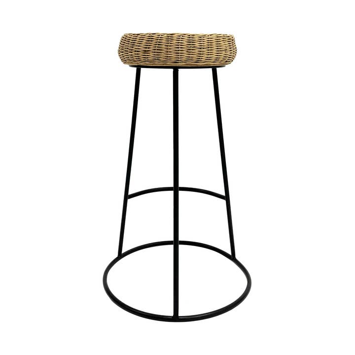 Round Rattan Seat Iron Counter Stool for wholesale by Zentique Inc.