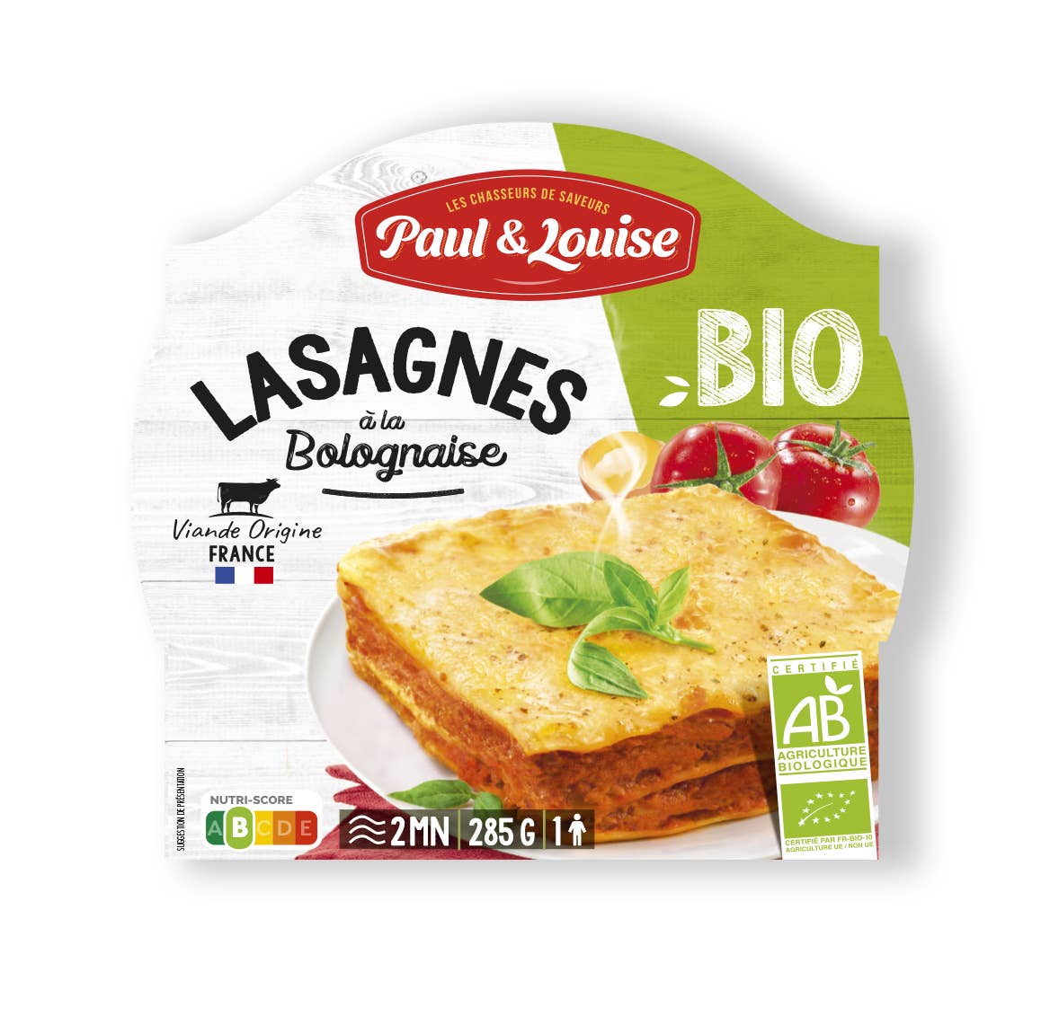 Paul & Louise - Wholesale Shelf Stable Prepared Meal - Organic Bolognese Lasagna (285 g)