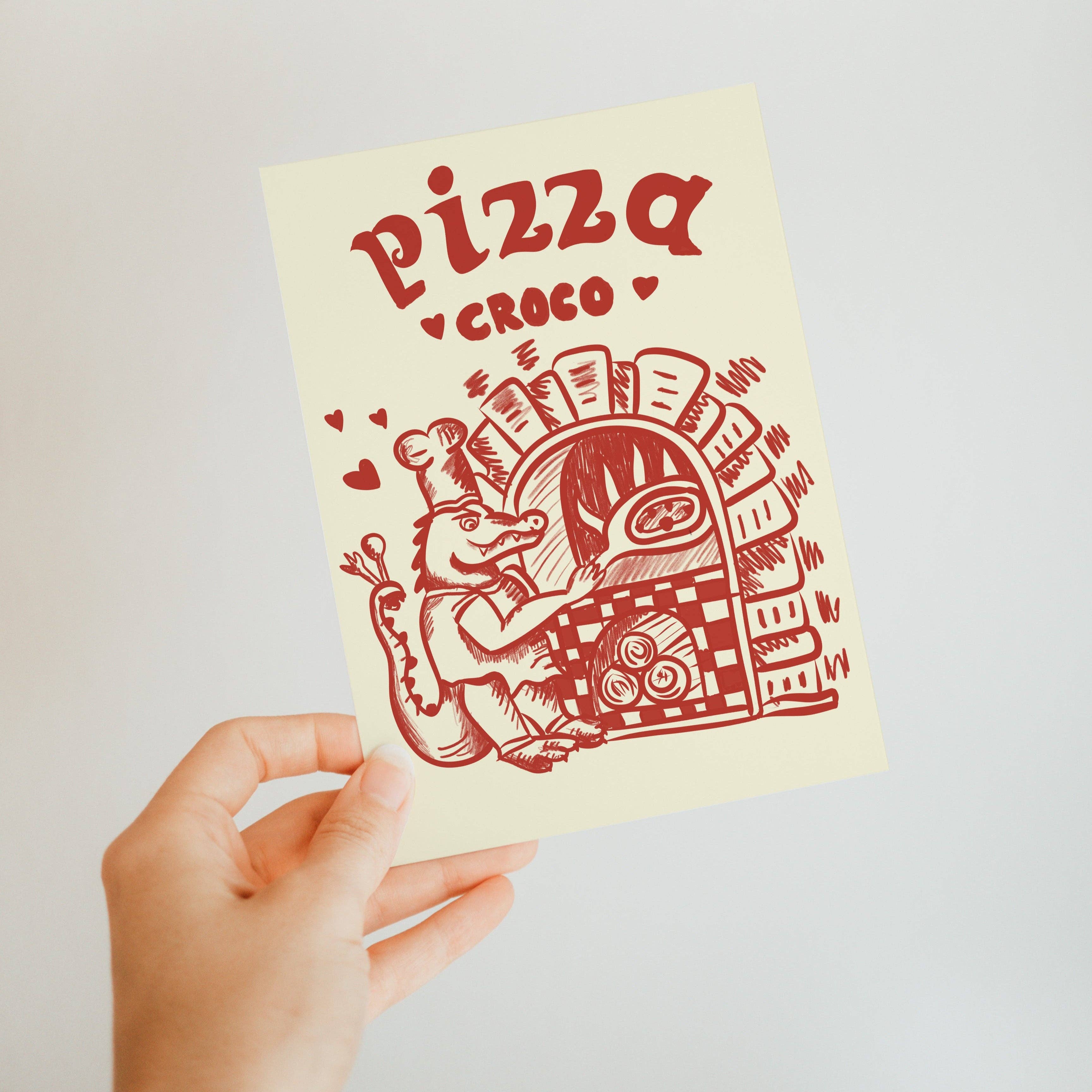 Studio Dolci - Wholesale Postcard - POSTCARD PIZZA BAKER CROCODILE PIZZA ITALY2