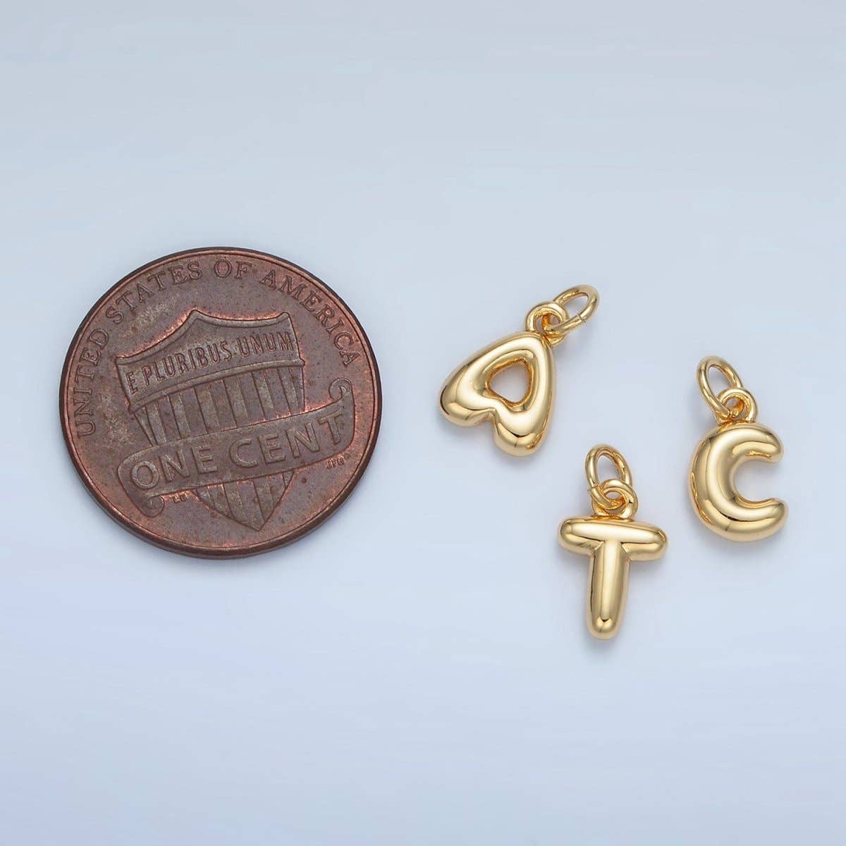 Aim Eternal - Wholesale Individual Charm/Pendant - 16K Gold Filled 10mm Initial Letter Chubby Balloon Mini Charm | A1591 - A160326