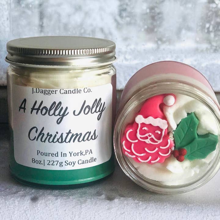 J Dagger Candle Co. - Wholesale Jar/Filled Candle - 8oz. Santa/Christmas Themed Dessert Soy Candle