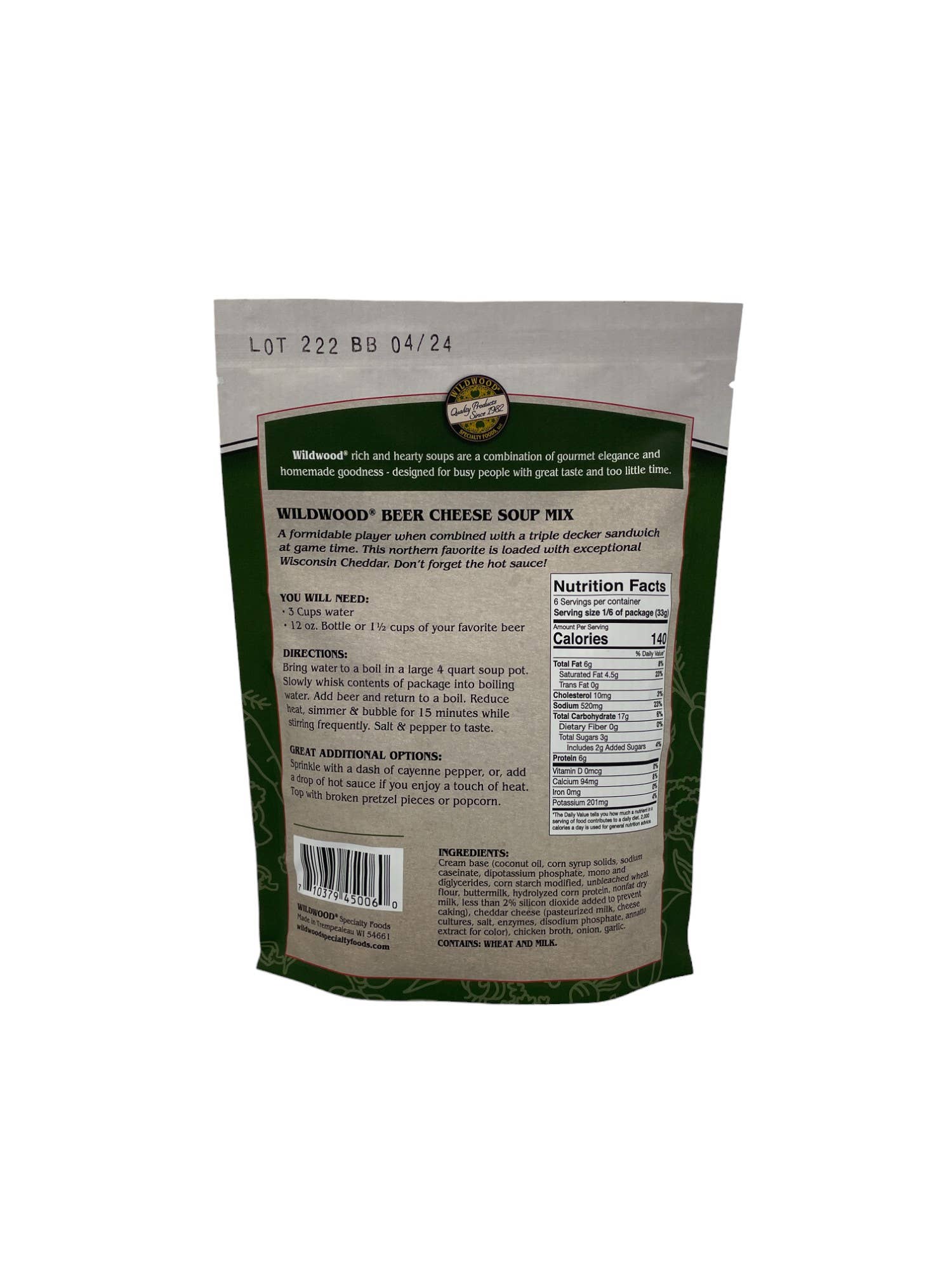 Wildwood Specialty Foods - Vente Soupes - Mélange pour soupe au fromage et à la bière - 170g1