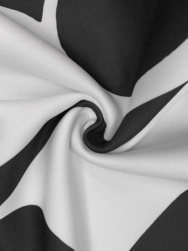 SCHWARZ A-Linien Minikleid mit Polka-Dots, Stehkragen und langen Ärmeln für den Großhandel auf Faire5