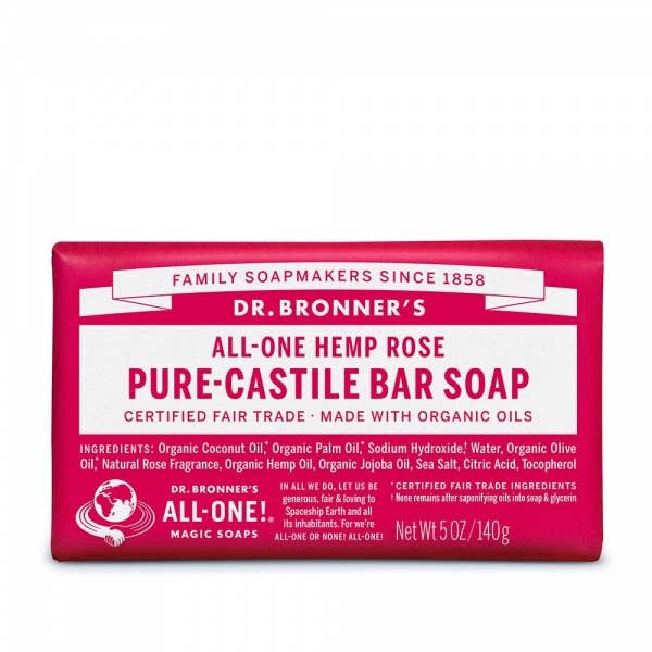 Dr. Bronner's Organic Rose Soap Bar 140g for wholesale by mOrganics Beauty