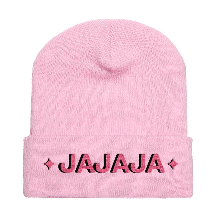 Jajaja - Gorro de invierno bordado rosa para venta al por mayor de Calm Down Caren