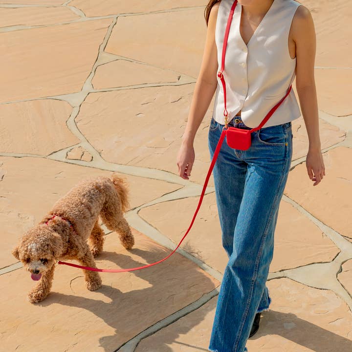 SUNNY TAILS – saco de snacks e guloseimas - Cão por atacado – Bolsa para Petiscos de Silicone Vermelha Cherry com Fecho Magnético3