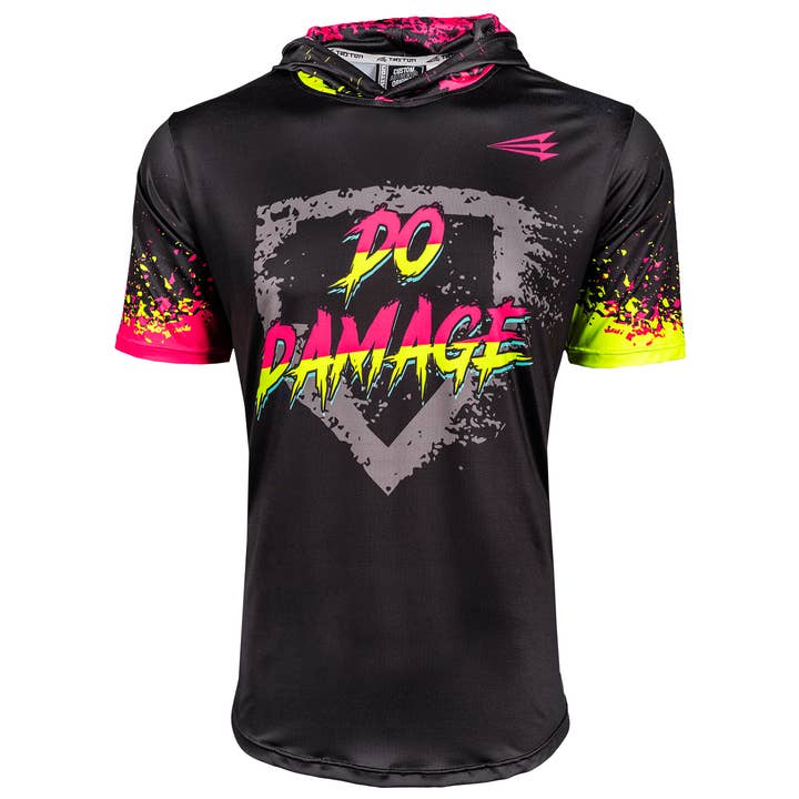 Do Damage Short Sleeve HyperMAX Baseball Hoodie for wholesale by Seamhead Swag