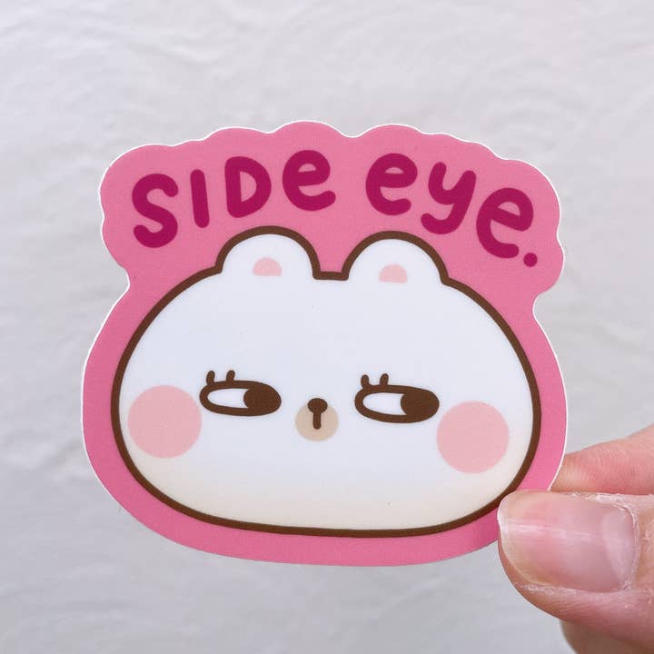 StickyRiceCo - Wholesale Sticker - Side Eye Rice the Bear Heavy Duty Waterproof Vinyl Diecut St