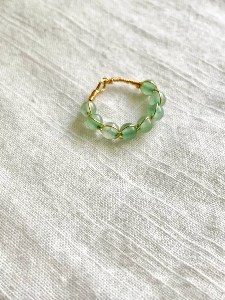 Green Adventurine Braided Wire Ring for wholesale by WellthyMama.Co