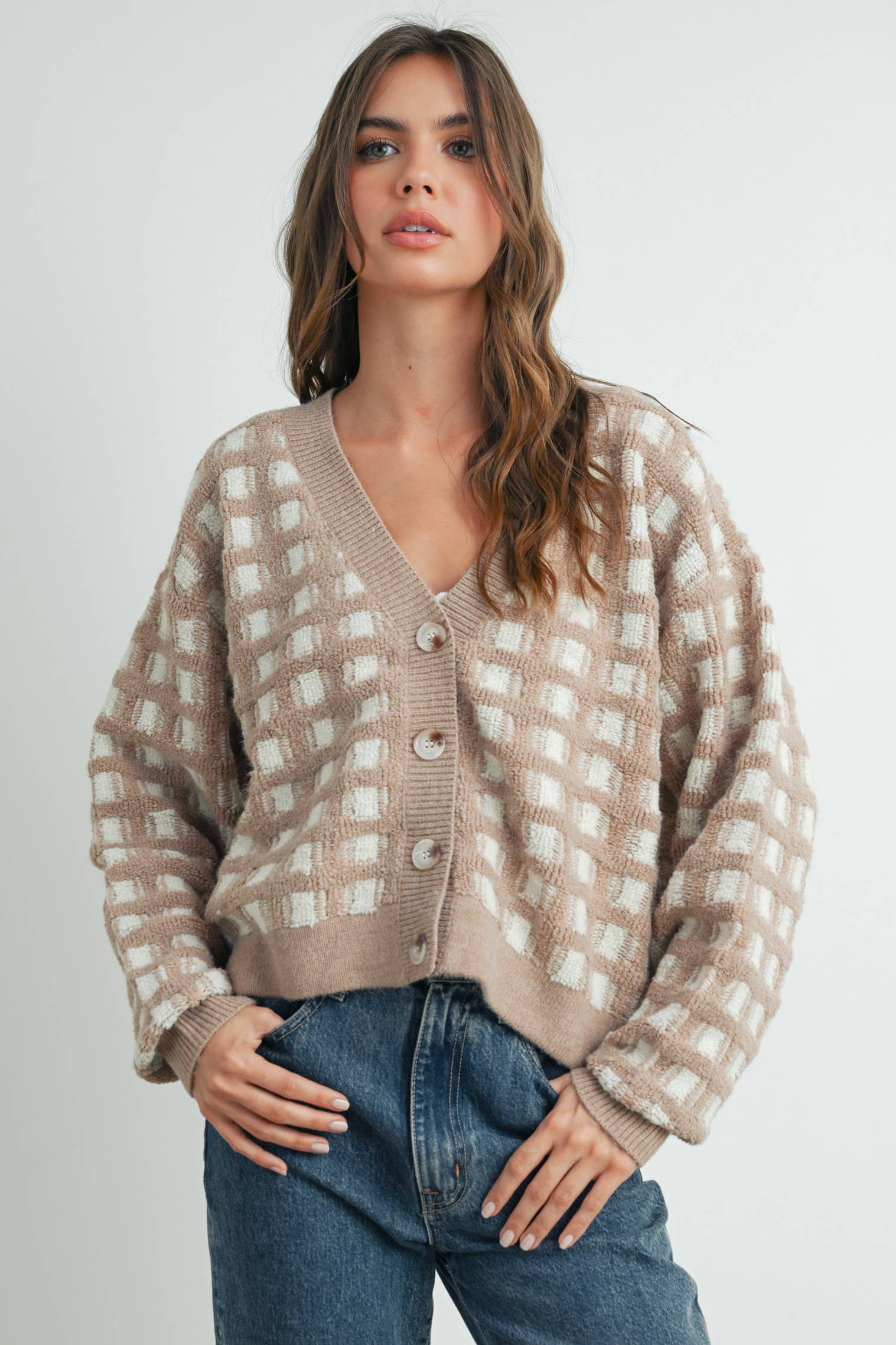 BUTTERMELON – Engroshandel Cardigan - Dame – Cropped V-hals Cardigan - BMC75192
