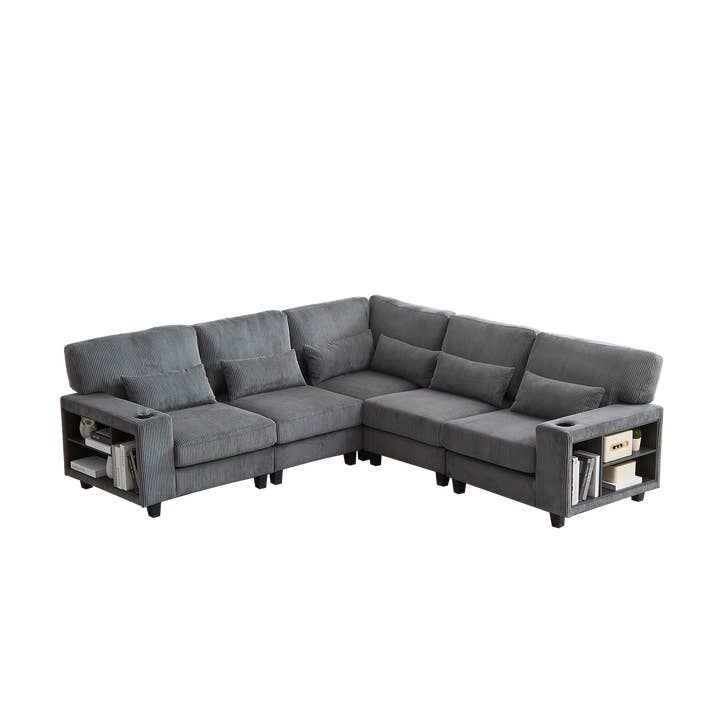 39F Inc. - Wholesale Sofa - Modular Corduroy L-Shaped Sectional Sofa with Storage,4Color4