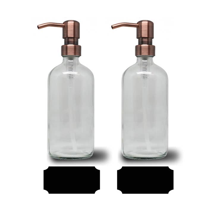 Sanwacraft - Wholesale Soap Dispenser - 2 Pack -Glass 16oz Liquid Soap Dispenser & Metal Liquid Pump12
