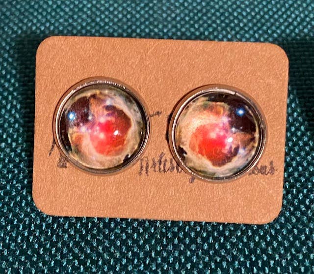 SMA Artistry Creations - Wholesale Stud/Post Earrings - 12mm Galaxy design glass cabochon stud earrings2