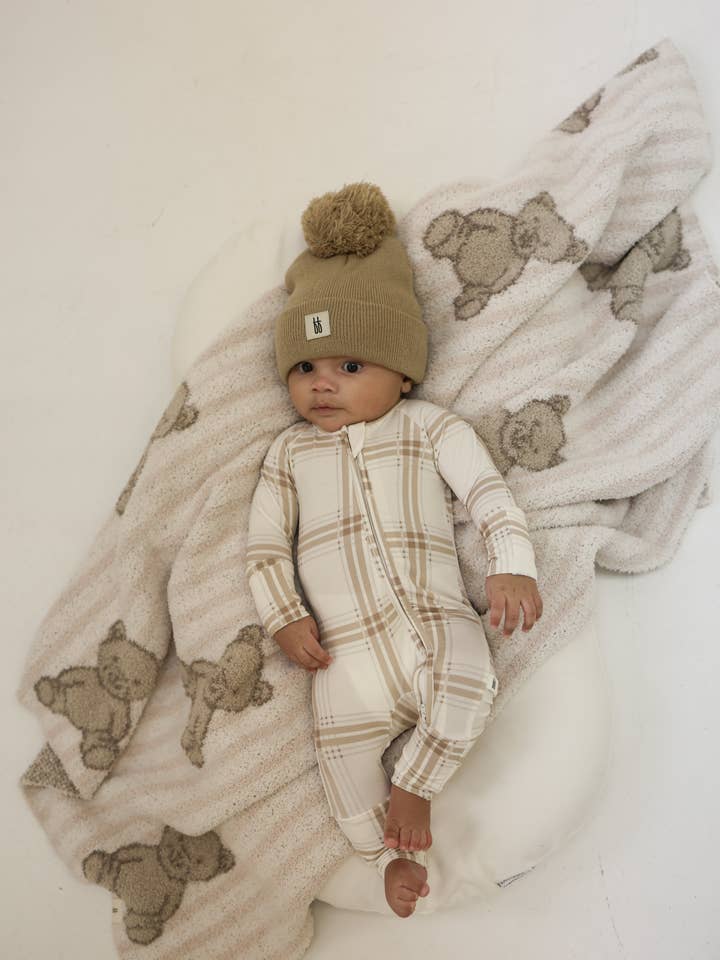 Forever French Baby - Wholesale Sleepsuit - Baby - Bamboo Zip Pajamas | Ellis Plaid2