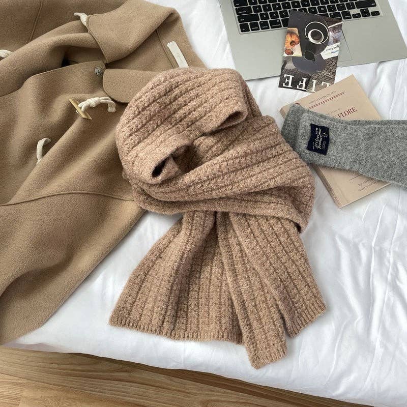 MoodGold - Wholesale Scarf - Women's - Solid Color Wool Blend Knit Scarf3