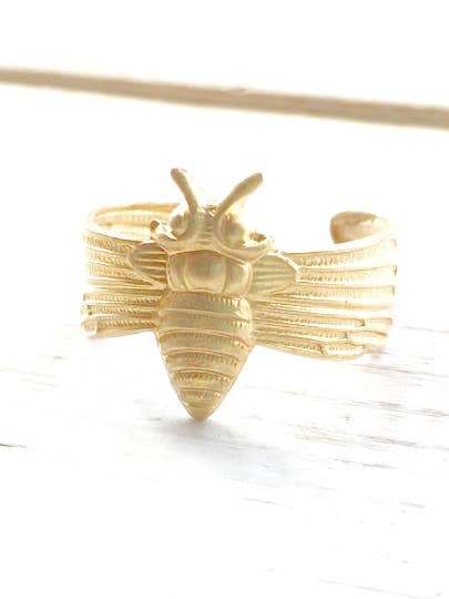 Moth Ring Vintage Bee Ring Gold Insect Bug Fairy Wasp Ring for wholesale by Red Truck Designs
