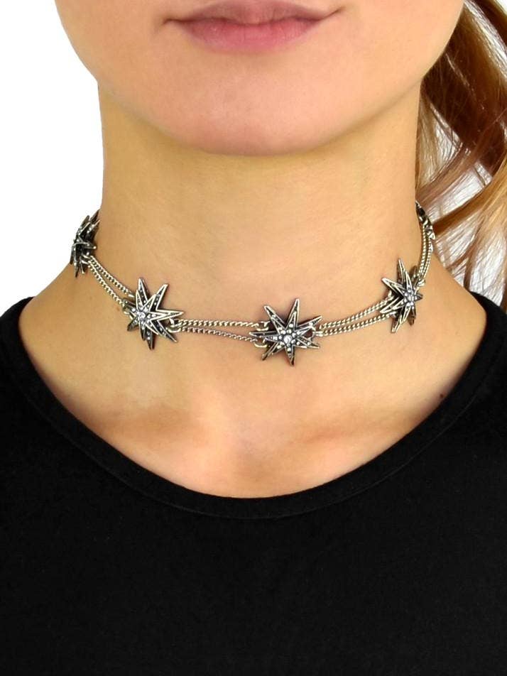 Crystal Star Chain Choker Necklace for wholesale by Jewel Cult