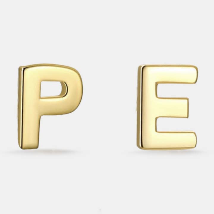 Perimade & Co. LLC – wholesale Stud/post earrings – Initial Letter Stud Ball end Earrings in 925 Sterling Silver0