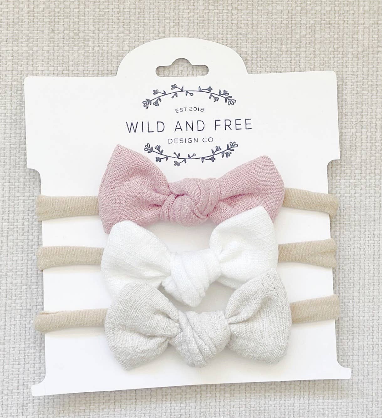 Wild and Free Design Co. - Wholesale Hair Bow - Kids - neutral linen baby bow set1