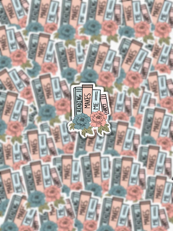Pegatina Leer me hace feliz para venta al por mayor de CreationsByMaddied