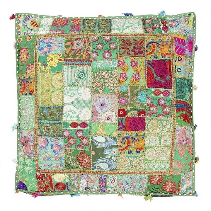 GYPSY STUDIO - Wholesale Floor Pillow - Bohemian Floor Cushions Decorative Cushion Cover Sari Large2