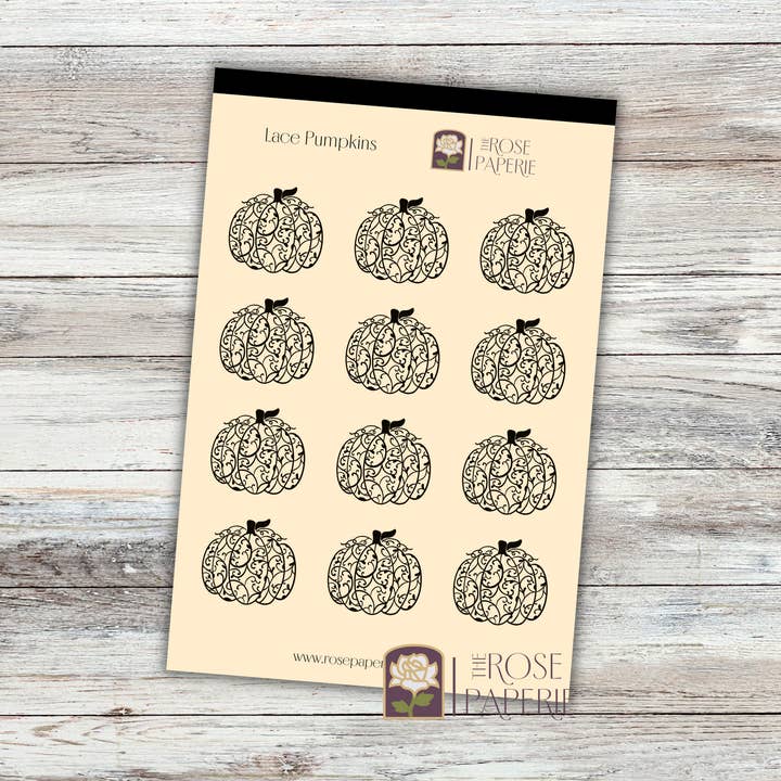 Stickervel met kanten pompoenen voor wholesale door Rose Paperie