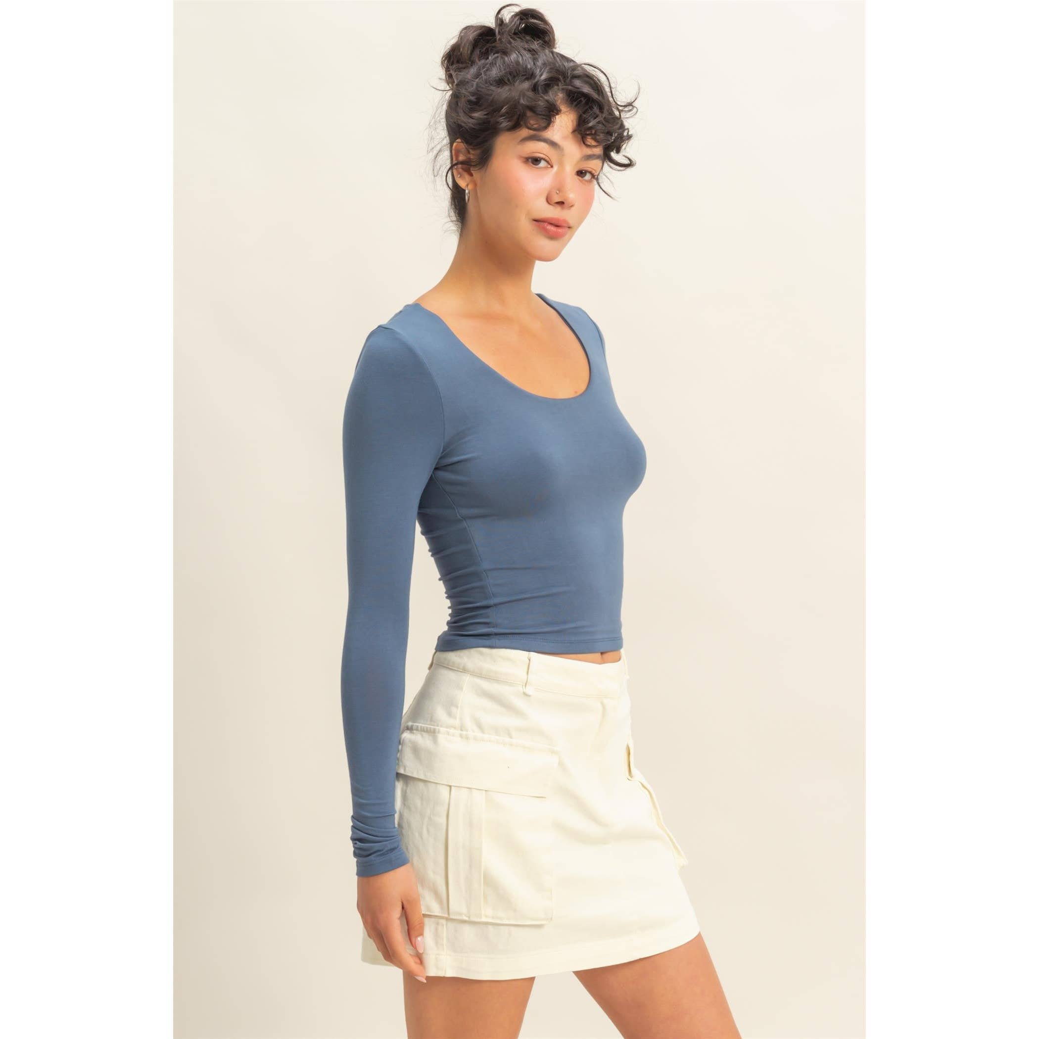 HYFVE - Wholesale Knit Top - Women's - Scoop Neck Long Sleeve Crop Top25