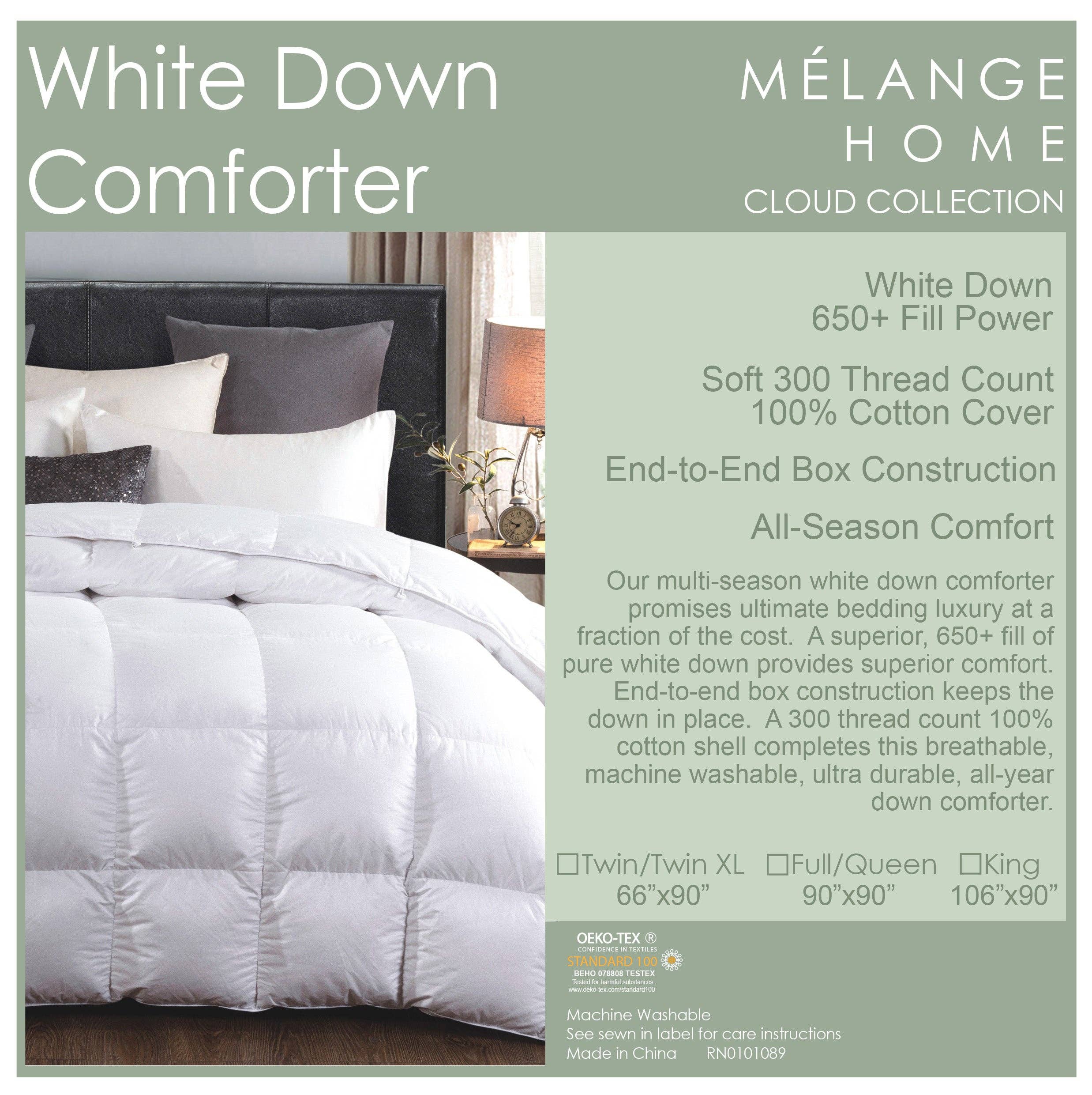 Mélange Home - Vente Couette - Édredon en duvet blanc Cloud 650+6