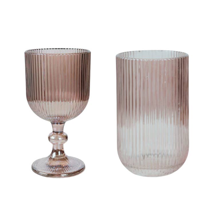 Qube Luxe by Debbie Marks - Wholesale Wine Glass - Pale Pink Wine Glass Goblet (Set of 4)3
