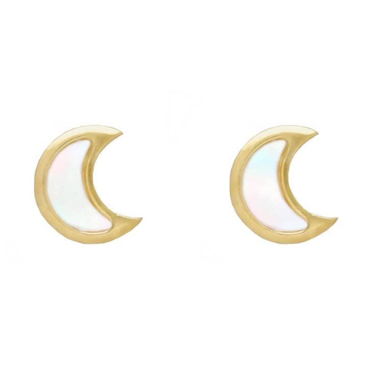 Boucles d'oreilles bouton lune Mum's Break nacre pour la vente par Victoria Cruz