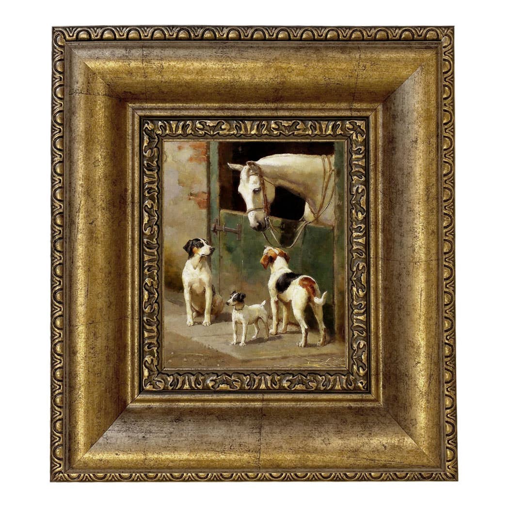 Madison Bay Co. - Historical Home Decor Reproductions - Wholesale Art Print - Dog and Horse at Stable Vintage Painting Print on Canvas50