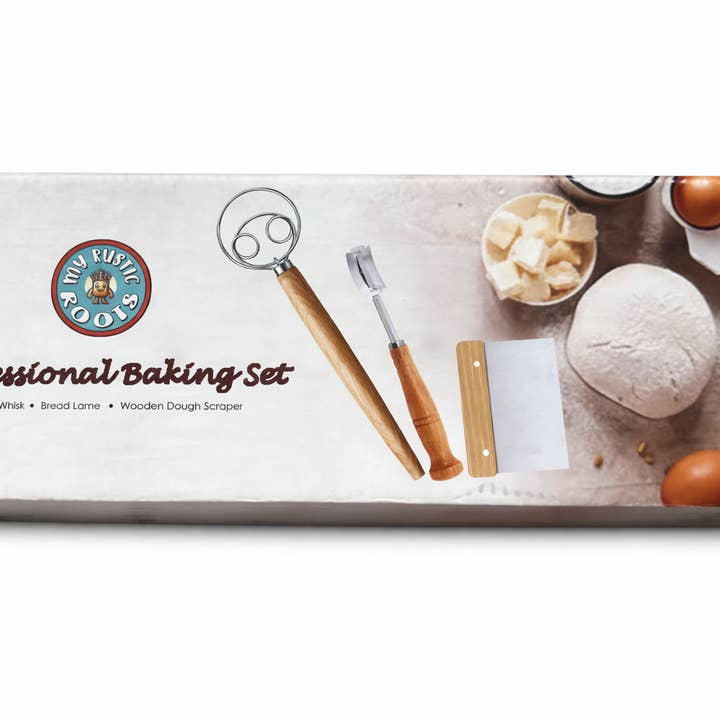My Rustic Roots - Wholesale Kitchen Tool/Gadget - Professional Baking Set Dough Whisk, Bread Lame, & Scraper
