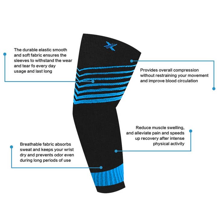 Blue ULTRA V-STRIPED COMPRESSION ELBOW SLEEVES (1-PAIR) for wholesale on Faire1