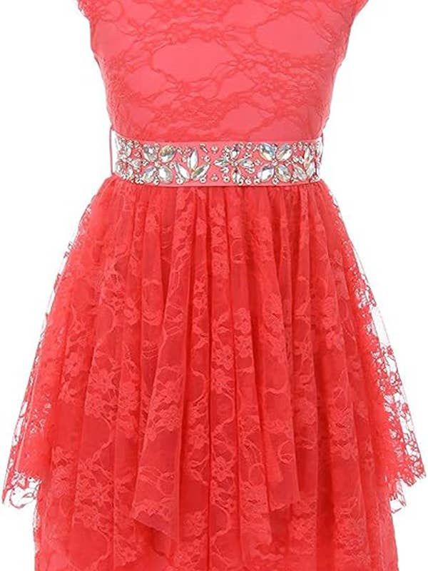 iGirlDress - Wholesale Dress - Kids - Girls Floral Lace Dress with Cubic Belt, Holiday Size 2-148