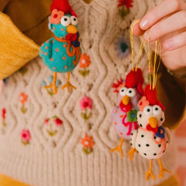French Knot - Wholesale Ornament Set - Chicken Ornament (Set Of 3)1