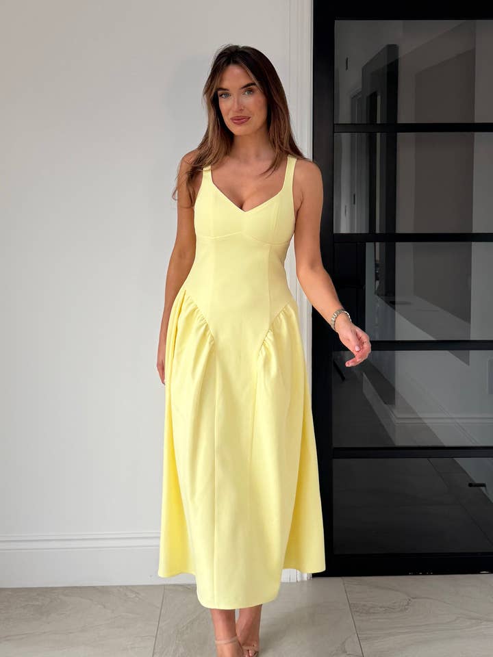 Autumn Strappy Maxi Dress Yellow for wholesale by Girl In Mind