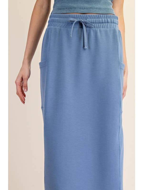 Sunday Morning - Wholesale Skirt - Women's - S327037- RELAXED FIT MODAL SCUBA LONG SKIRT8