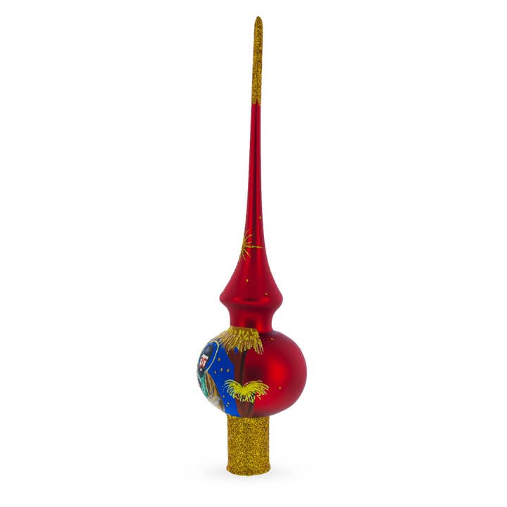 BestPysanky - Wholesale Tree Topper - Holy Family Nativity Scene on Red Christmas Tree Topper