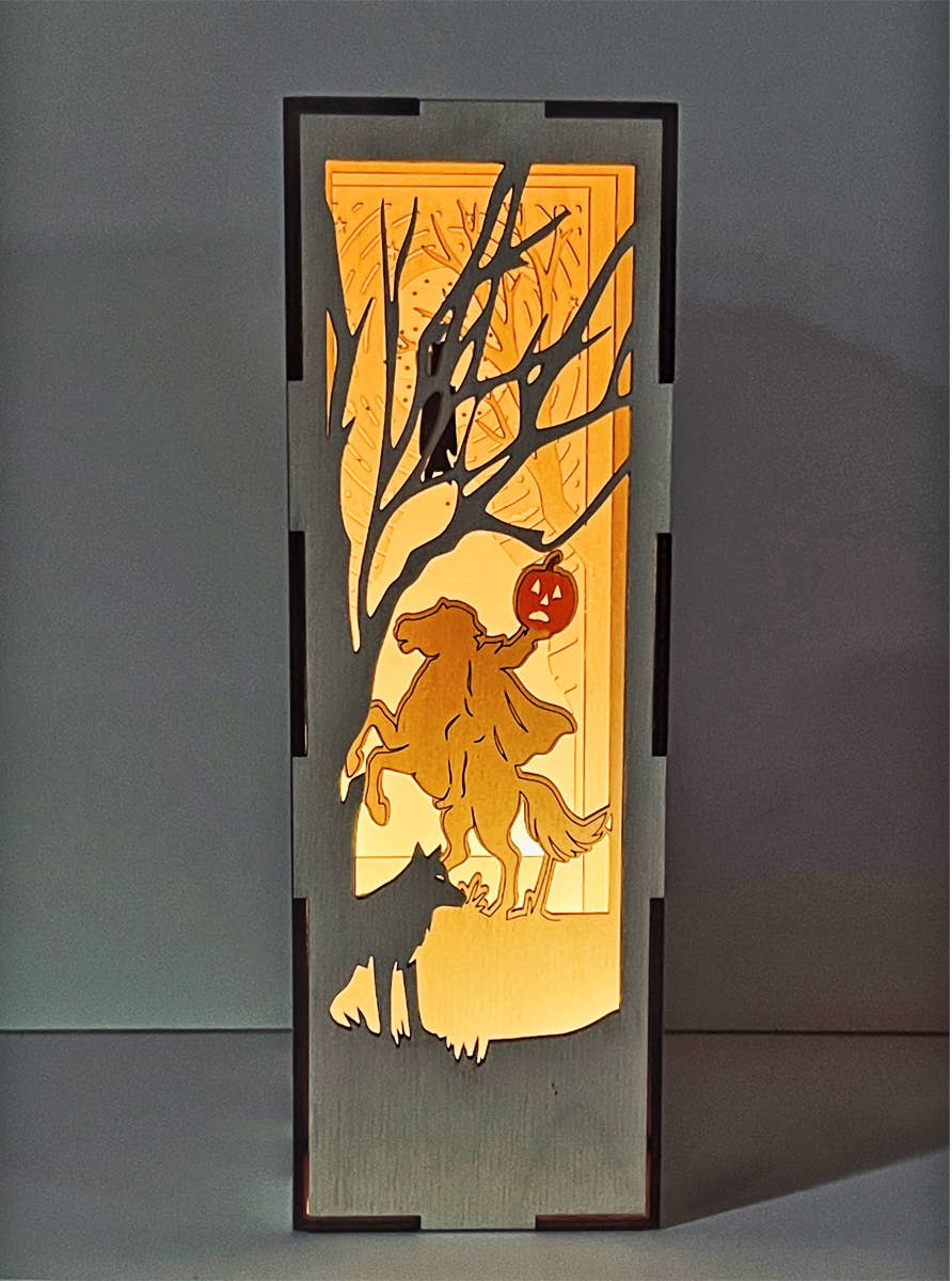 Squirrel Tacos Papercuts - Wholesale Bookend - Book Nook with LED light - Sleepy Hollow Headless Horseman3