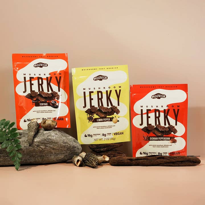 Mushroom Jerky Bundle - Natural Food Store, Vegan Snacks for wholesale by Mourish - Mindful Mushroom Jerky