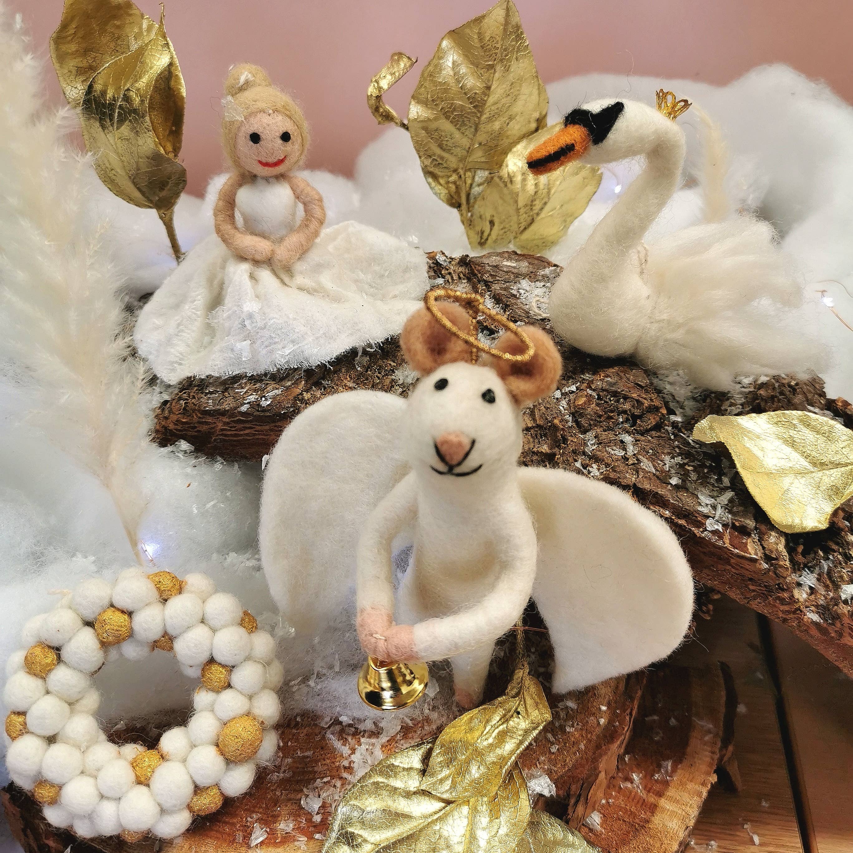 Felt So Good - Wholesale Ornament - Handmade Felt Hanging Angelica Mouse Christmas Tree Decor3