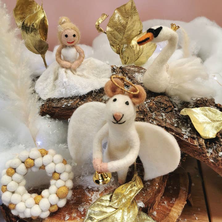 Felt So Good - Wholesale Ornament - Handmade Felt Hanging Angelica Mouse Christmas Tree Decor2