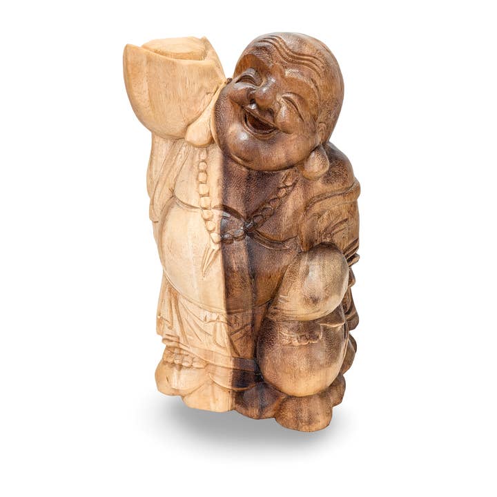 SCULPTURE DE BOUDDHA HEUREUX, Sculpture d'Art Bouddha, Statue de Bouddha en Bois, Bouddha Zen pour la vente par baligood